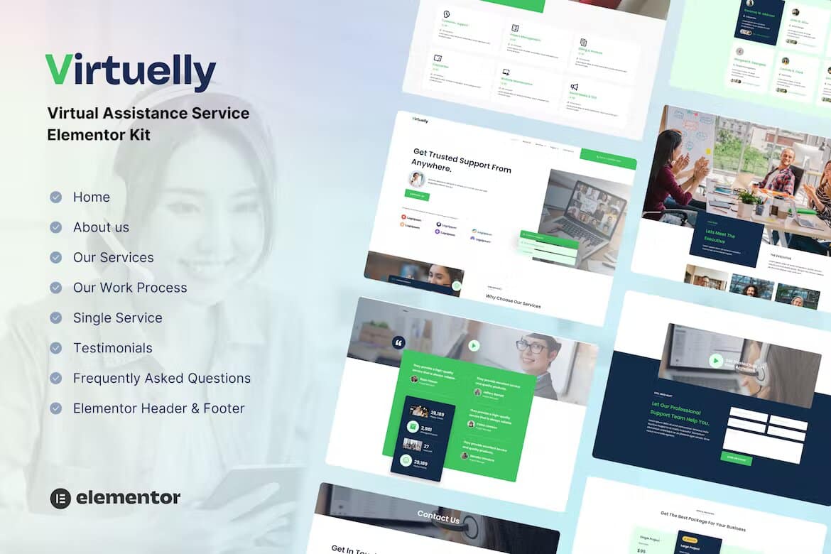 Virtually Virtual Assistant Service Elementor Template Kit