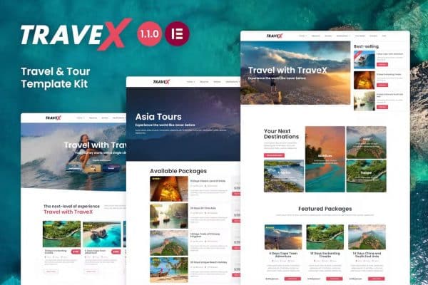 TraveX - Template Kit Elementor para Agência de Viagens e Turismo