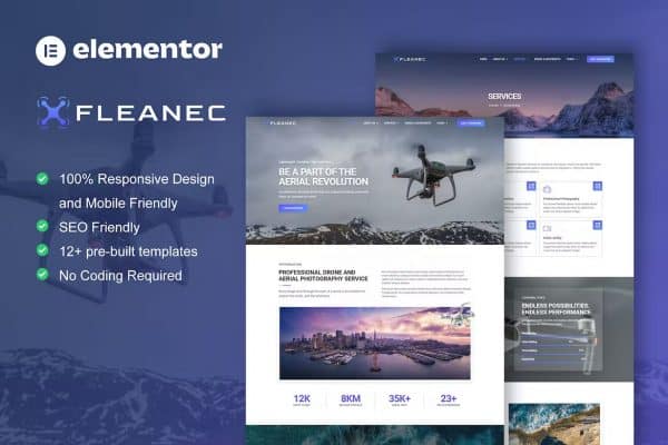 Fleanec - Template Kit Elementor para fotografia aérea e videografia