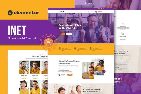 Inet - Template Kit Elementor Pro para provedores de serviços de banda larga e Internet