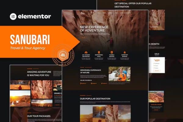 Sanubari - Template Kit Elementor para Agência de viagens e turismo