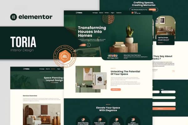 Toria - Kit de Template Elementor de Design de Interiores