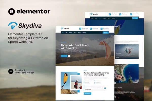 Skydiva - Template Kit Elementor de paraquedismo e esportes aéreos extremos