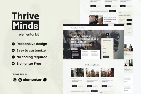 Thrive Mind - Kit Envato Elementor para coach de negócios