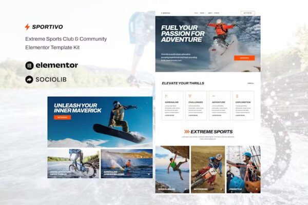 Sportivo - Kit de Modelos Elementor para Clubes de Esportes Extremos e Comunidade