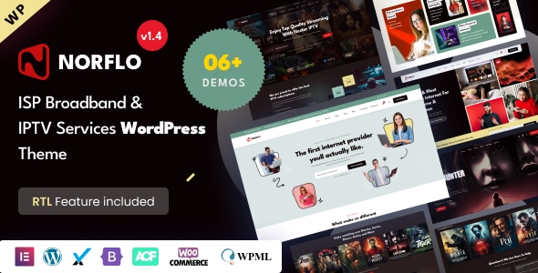 Norflo - Plataforma de TV via satélite, ISP, eSIM, IPTV e OTT Tema WordPress Elementor