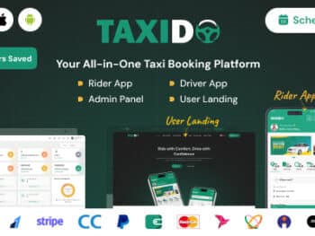 Taxido - InDrive | Grab | Uber Clone | Reserva de táxi com táxi | Aluguel | Licitação | Encomenda