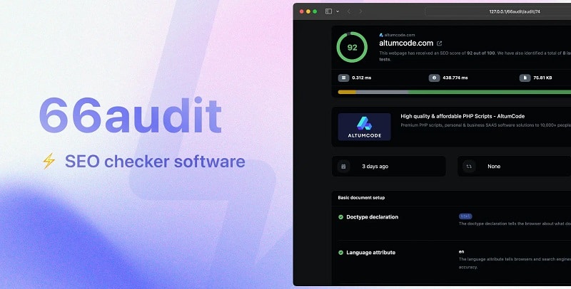 66audit - Software de auditoria de SEO