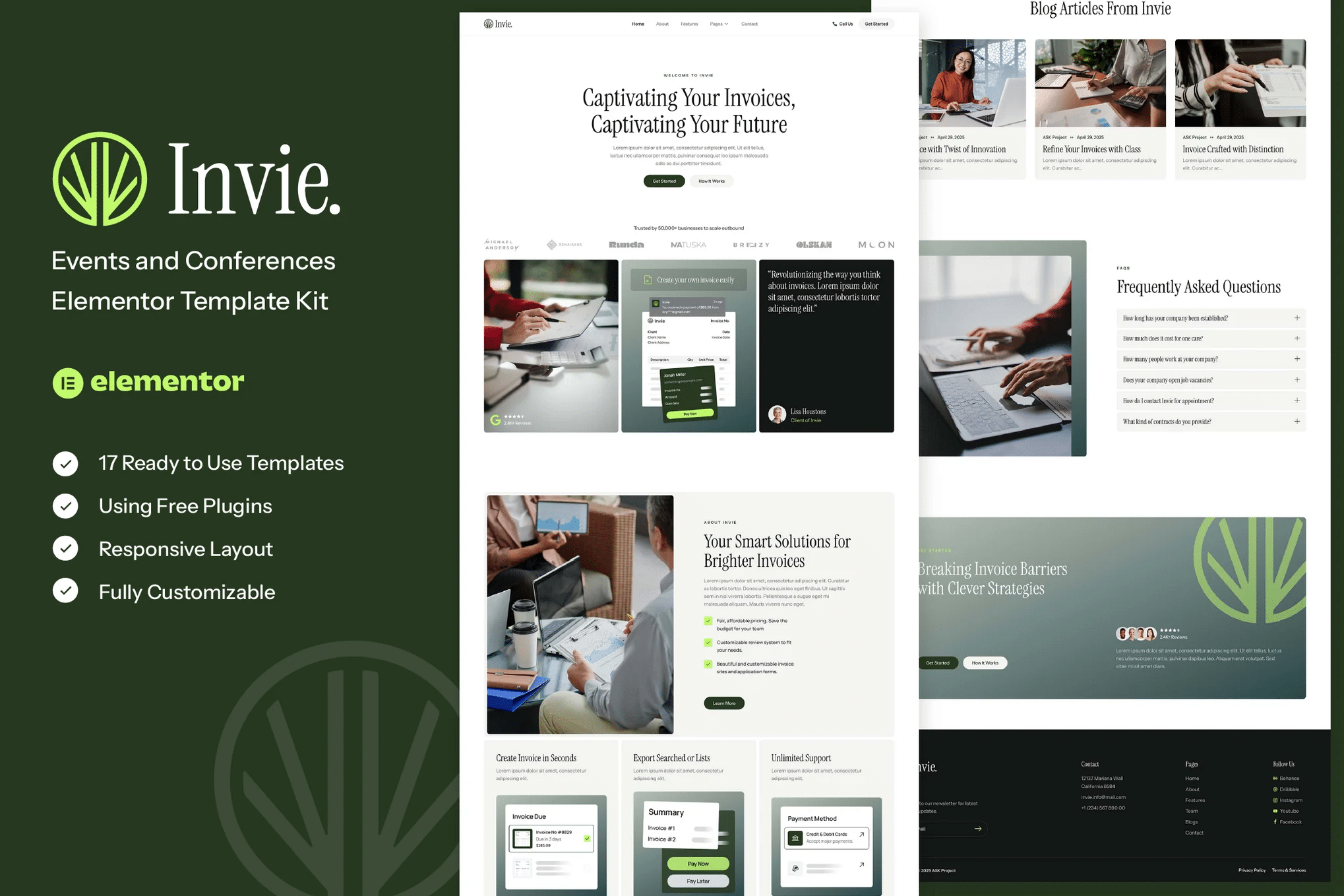 Invie - Plataforma de faturamento e kit de modelos SaaS Elementor