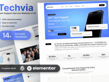 Techvia - Kit de modelos Elementor para serviços de suporte técnico