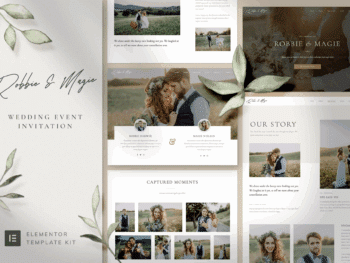 Robbie & Magie — Kit de modelos Elementor Pro para convite para eventos de casamento