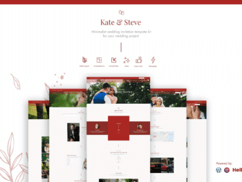 Kate & Steve - Kit de modelo de convite de casamento Elementor Pro