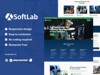 SoftLab - Kit de modelos SaaS Elementor Pro de tecnologia e software