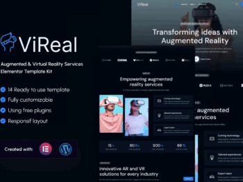 Vireal - Kit de modelos Elementor de serviços de realidade aumentada e virtual