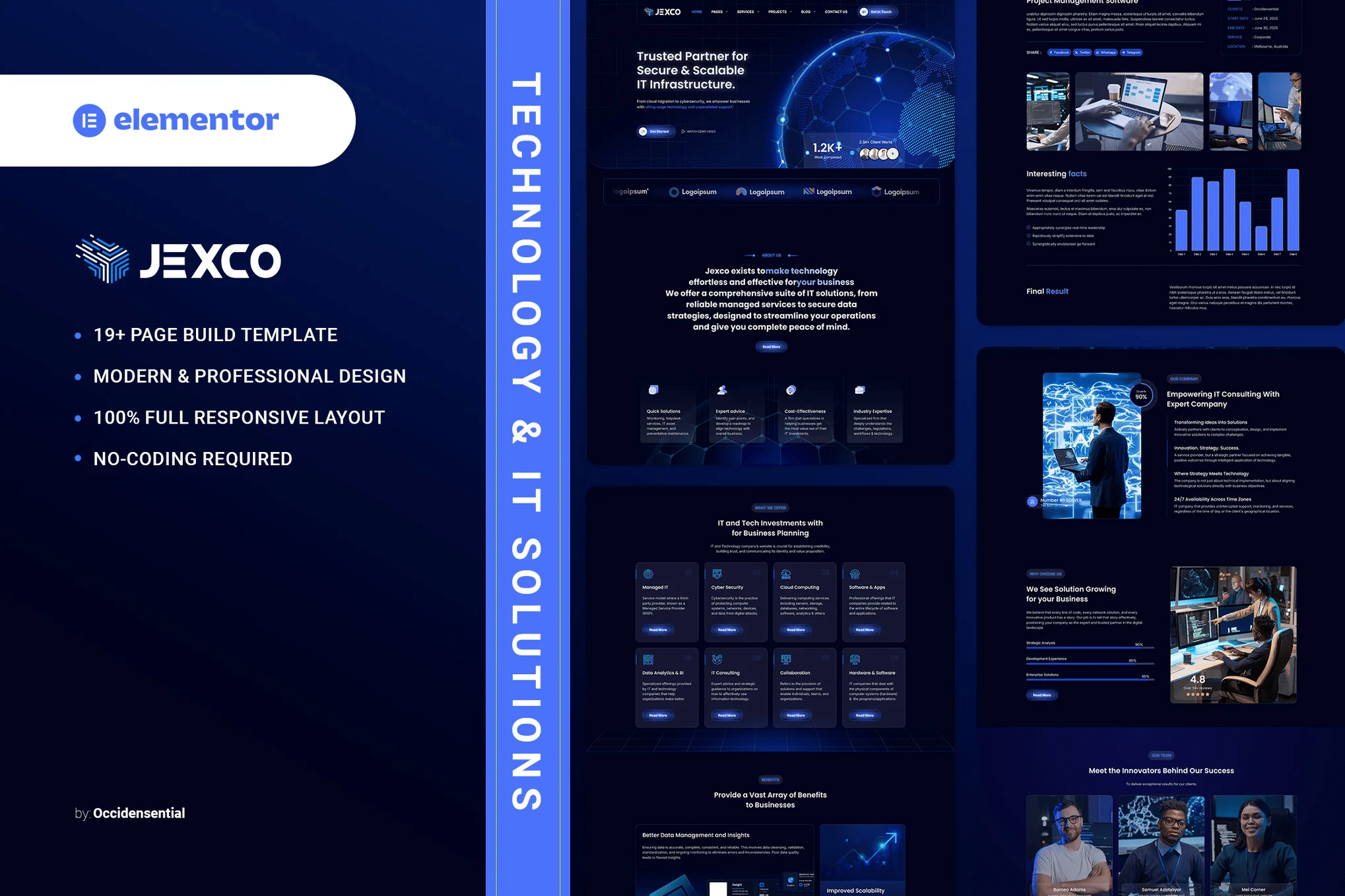 Jexco - Kit de modelos Elementor para soluções de TI e tecnologia