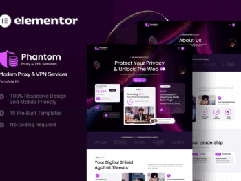 Phantom - Kit de modelos Elementor para serviços modernos de proxy e VPN