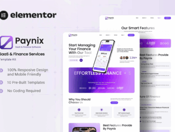 Paynix - Kit de Templates Elementor de SaaS e Serviços Financeiros