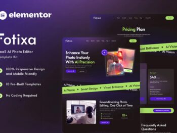 Fotixa - Kit de modelos Elementor de sites de aplicativos de fotos SaaS AI