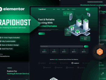 Rapidhost - Kit de Templates Elementor de Hospedagem Web e Serviços de Domínio