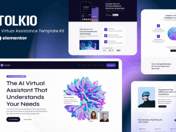 Tolkio - Kit de Modelos Elementor de Aplicativo de Assistência Virtual AI