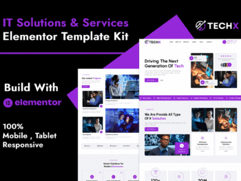 TechX - Kit de modelo Elementor para empresa de soluções e serviços de TI