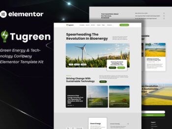 Tugreen - Kit de modelos Elementor para empresas de energia e tecnologia verde