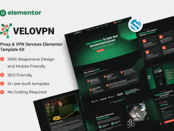 Velovpn — Kit de modelos Elementor de serviços de proxy e VPN