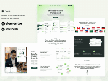 Cashly - Kit de modelos Elementor para aplicativos financeiros e SaaS Showcase