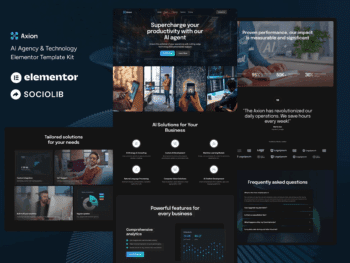 Axion - Kit de Modelos Elementor para Agência e Tecnologia de IA
