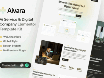 Aivara - Kit de modelos Elementor para serviços de IA e empresas digitais