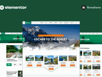 Forest Travel Adventure - Template Kit de site completo Escape Elementor Pro