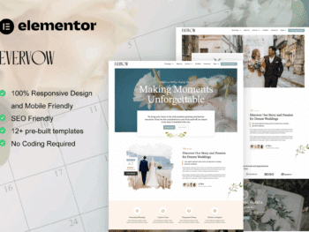 EverVow - Kit de modelos Elementor Pro para planejadores de casamentos e eventos