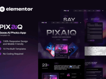 Pixaiq - Kit de Modelos Elementor para Aplicativos de Fotos Saas AI