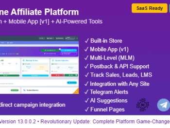 AffiliatePro SaaS – Sistema de afiliados e fornecedores + aplicativo móvel, IA, Telegram