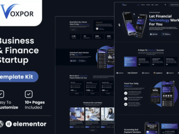 Voxpor - Kit de Modelos Elementor para startups de negócios e finanças