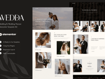 Wedda - Kit de Templates Elementor para organizadores de casamentos e casamentos