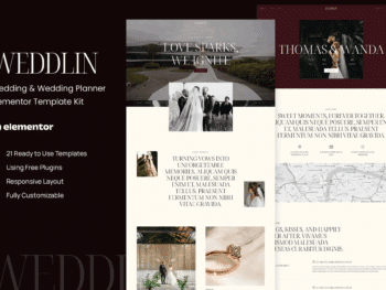 Weddlin - Kit de modelos Elementor para organizadores de casamentos e casamentos