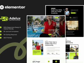 Adelux - Kit de Templates Elementor para Clubes de Padel e Comunidade