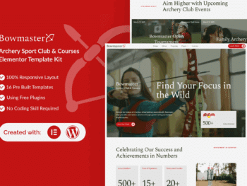 Bowmaster - Kit de Modelos Elementor para Clubes e Cursos de Tiro com Arco