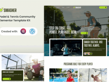 Smasher - Kit de Templates Elementor para a Comunidade de Tênis de Padel