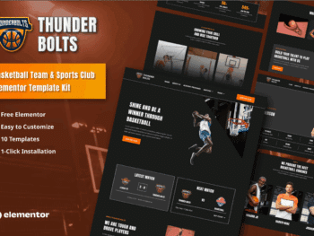Thunderbolts - Kit de modelos Elementor para equipes de basquete e clubes esportivos