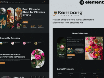 Kembang - Kit de modelos WooCommerce Elementor Pro para floricultura e loja