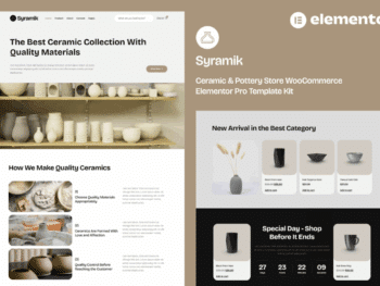 Syramik - Kit de modelos WooCommerce Elementor Pro para loja de cerâmica e cerâmica