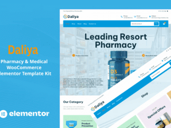 Daliya - Kit de modelos WooCommerce Elementor Pro para farmácias e lojas médicas