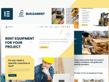 Buildarent - Alugue o kit de modelos Elementor Pro para aluguel de equipamentos de construção