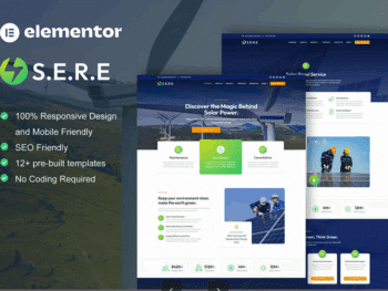 Sere - Kit Template Elementor Pro para Energia Solar e Renovável