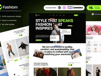 Fashiom - Kit de modelos Elementor de loja de comércio eletrônico de moda para marcas de roupas e butiques online