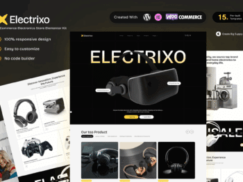 Electrixo - Kit de modelos Elementor de loja de eletrônicos de comércio eletrônico para varejo de gadgets e tecnologia