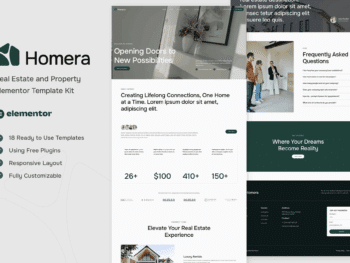 Homera - Kit de modelos Elementor para imóveis e propriedades