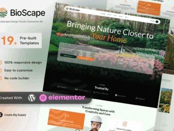 BioScape - Kit de modelos Elementor de design paisagístico e decoração de casa para espaços ao ar livre e jardins